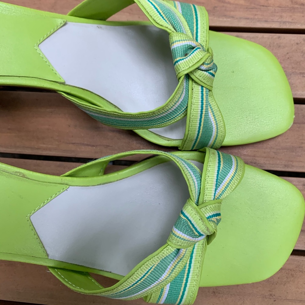 vintage lime green Villager kitten heels